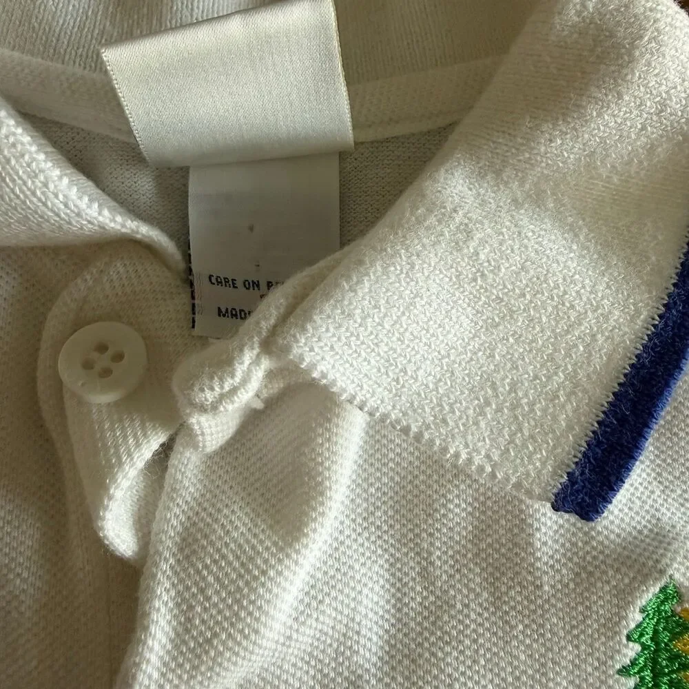 Vintage OshKosh White Camp Branded Polo Boys' 7
